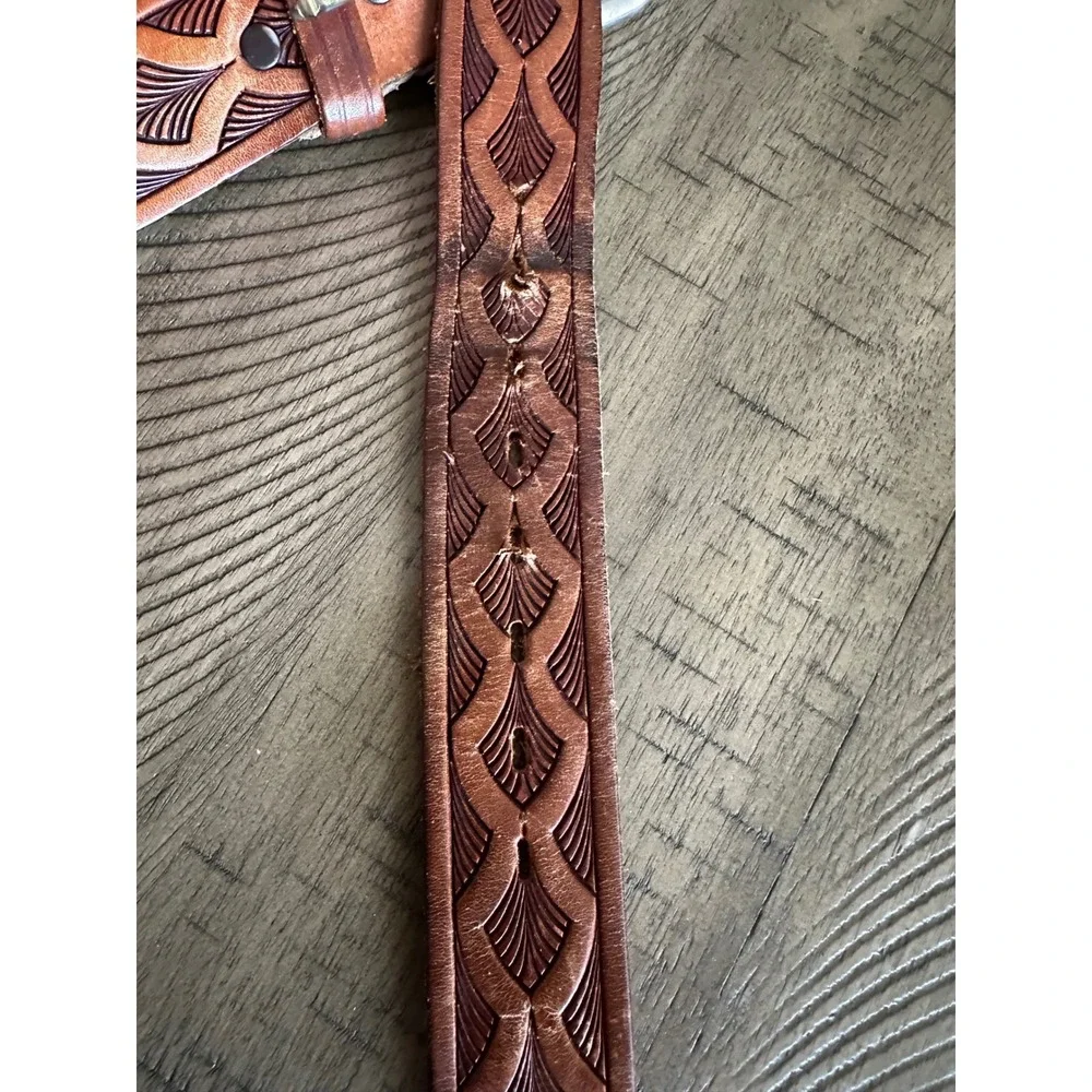 Vintage‎ USA Tooled Leather Belt Size 34/36 | Western Mfg Buckle Boho Workwear